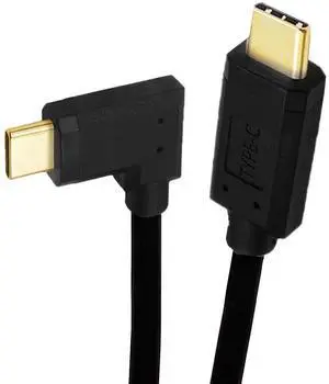 Cablecc USB3.1 Type-C Male to USB-C Horizontal 90 Degree Left Right Angled 10Gbps Data Cable 65W