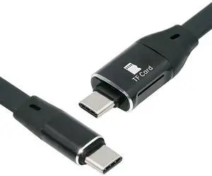 Cablecc Type-C USB-C Male to Male USB 3.1 10Gbps & TF Micro-SD Card Reader Flat Slim FPC Data Cable for Laptop Phone