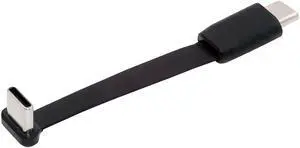 Cablecc Ultra Slim Flat USB-C Type C to USB-C Power USB2.0 Data Cable 90 Degree Up Down Angled 65W Fast Charge for Laptop Tablet Phone