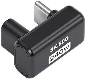 Cablecc USB5.0 80Gbps Male to Female Extension Adapter Opposite U Shape Back Angled with 240W 16K 8K 5K Compatible with USB4.0 Thunderbolt3/4/5