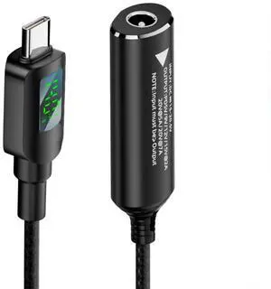 Cablecc DC Jack 5.5x2.1mm Input to USB-C Type-C Power 140W Smart LED Display Charge Cable for Laptop Phone PD9V/5V/20V/7A