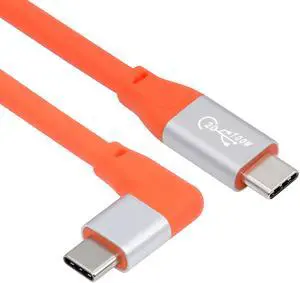 Cablecc USB3.2 20Gbps Male to Male Cable 90 Degree Left Right Angled Ultra Soft High Flex 100W 8K 5K 4K USB4.0 Hyper Super Flexible Cord (30cm)