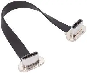 Cablecc Dual Angled Ultra Slim Flat USB-C Type C to USB-C Power USB2.0 Data Cable 65W Fast Charge for Laptop Tablet Phone
