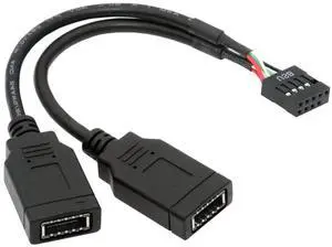 Cablecc Dual Port USB 3.1 Front Panel Socket Key-A Type-E to USB 2.0 9Pin 10Pin Mainboard Header Male Extension Cable