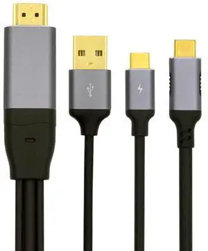 Cablecc Reversed HDMI 4K Source to Type C USB-C Touch Screen Displays Male HDTV Cable for Laptop Monitor 2.0m
