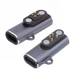 Cablecc 2pcs/lot Magnetic Charging Adapter USB Type-C to Pitch 2.5mm with 4-Pin Terraced Square Contacts Compatible with Bone Conduction Headphone