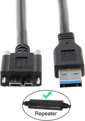 Cablecc 8m USB 3.0 A Type Repeater Cable Male to Micro USB 3.0 B Male with Mount Panel Screws for Camera