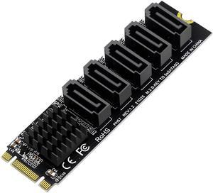 Cablecc NGFF Key B+M to SATA 3.0 6Gbps 5 Ports Adapter Converter Port Multiplier Selector JMB575 2280