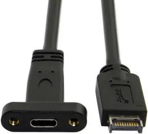 KAIBOXIXI USB 3.1 Front Panel Header to USB-C Type-C Female Extension Cable 40cm with Panel Mount Screw