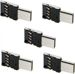 KAIBOXIXI 5pcs Ultra Mini Type-C USB-C to USB 2.0 OTG Adapter for Cell Phone Tablet & USB Cable & Flash Disk