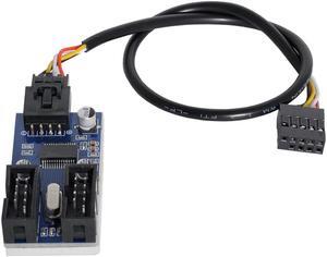 Cablecc Motherboard 9pin USB 2.0 Header 1 to 2 Female Extension Cable HUB Connector Adapter Port Multilier