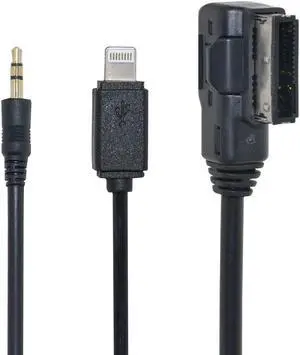 Cablecc Media In AMI MDI to Stereo 3.5mm Audio & iPhone 6 & Plus Aux Adapter Cable For Car VW AUDI 2014 A4 A6 Q5 Q7