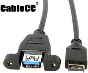Cablecc USB 3.1 Front Panel Header to USB 3.0 Type-A Female Extension Cable 50cm Panel Mount Type
