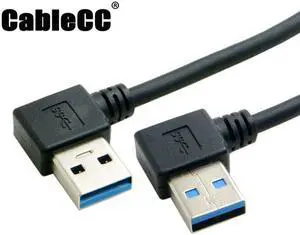 Cablecc USB 3.0 Type-A 90 Degree Right Angled to Right Angled Data Cable for Hard Disk Computer