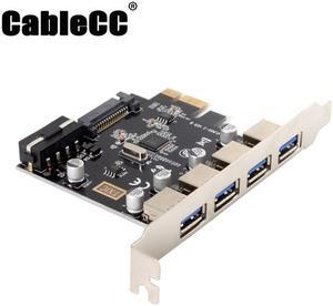 Cablecc 4 Ports PCI-E to USB 3.0 HUB PCI Express Expansion Card Adapter 5Gbps for Motherboard
