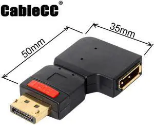 Cablecc Left Angled 90 Degree DisplayPort Male to Female Extension Adapter Standard DP