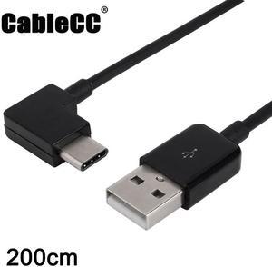 Cablecc 200cm Right Angled USB 3.1 Type C USB-C to USB 2.0 Cable 90 Degree Connector for Tablet  & Mobile Phone