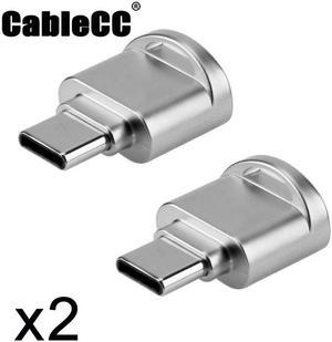Cablecc 2pcs USB 2.0 Type C USB-C to Micro SD SDXC TF Card Reader Adapter for Macbook & Cell Phone
