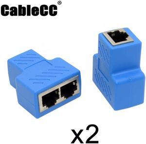 Cablecc 2pcs STP UTP Cat6 RJ45 8P8C Plug To Dual RJ45 Splitter Network Ethernet Switcher Adapter