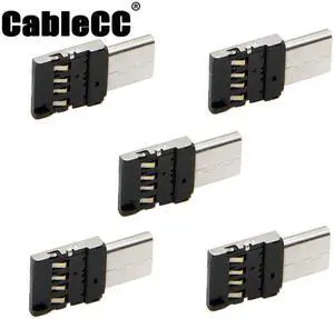 Cablecc 5pcs Ultra Mini Type-C USB-C to USB 2.0 OTG Adapter for Cell Phone Tablet & USB Cable & Flash Disk