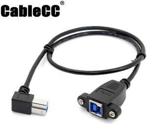 Cablecc USB 3.0 Back Panel Mount B Type Female To Right Angled 90 Degree B Type Male Extension cable 0.5m