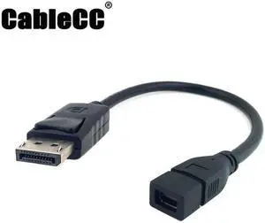 Cablecc DP DisplayPort Male to Mini DP DisplayPort  Female Cable 20cm for Displays HDTV Monitor