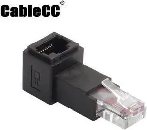 Cablecc Down Angled 90 Degree 8P8C FTP STP UTP Cat 5e Male to Female Lan Ethernet Network Extension Adapter