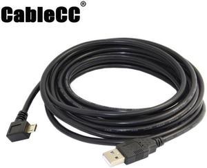 Cablecc 5m 16ft Left Angled 90 Degree Micro USB Male to USB 2.0 Data Charge Cable for Cell Phone & Tablet