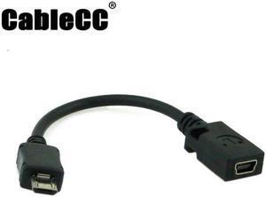 Cablecc Micro USB 5pin Male to Mini USB 5pin Female data charge cable 10cm