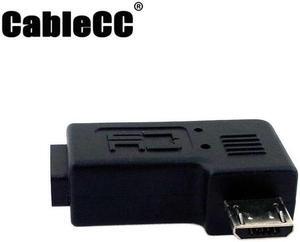 Cablecc Micro USB 2.0 5P Male to Female M - F extension adapter 90 degree right angled