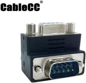 Cablecc Down Right Angled 270 degree RS232 D-Sub 9Pin Male screw type To Female Nut type extension Adapter Cablecc Down Right Angled 270 degree RS232 D-Sub 9Pin Male screw type To Female Nut type extension Adapter