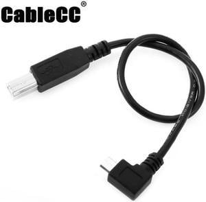 Cablecc Left Angled 90 Degree Micro USB OTG to Standard B Type Printer Scanner Hard Disk Cable 60cm