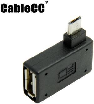 Cablecc 90 Degree Right Angled Micro USB 2.0 OTG Host Adapter with USB Power for Galaxy S3 S4 S5 Note2 Note3 Cell Phone & Tablet
