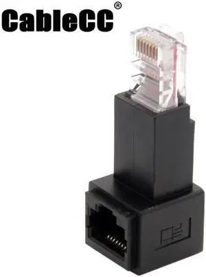 Cablecc Up Angled 90 Degree 8P8C FTP STP UTP Cat 5e Male to Female Lan Ethernet Network Extension Adapter