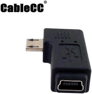 Cablecc 90 degree Left angled MINI USB Female to MICRO USB Male Data sync power ADAPTER