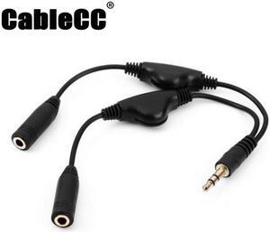 Cablecc 3.5mm Stereo Male to Double 3.5mm Female Audio Headphone Y Splitter Cable with Volume Control Switch