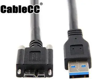 Cablecc 100cm USB 3.0 A type Cable Male to Micro USB 3.0 B Male with Mount Panel Screws for Hard Disk Mobile Phone