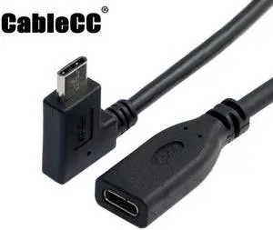 Cablecc 90 Degree Right Angled USB-C USB 3.1 Type C Male to Female Extension Data Cable for Macbook Tablet 20cm UC-218-RI-0.2M