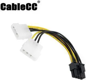 Cablecc  Dual Molex 4pin IDE to 8 Pin PCI-E Power Lead Cable for Asus MSI VGA Video Graphic Card