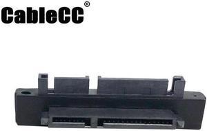 Cablecc  90 Degree Right Angled SATA 22Pin 7+15 Male to SATA 22P Female Extension Convertor Adapter