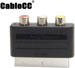 Cablecc Audio Video Composite 3 RCA AV to Scart 21pin Adapter for  Microsoft Xbox & Europe HDTV