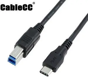 Cablecc USB-C USB 3.1 Type C Male Connector to USB Standard B Male Data Cable for Apple Macbook & Laptop Black UC-225-BK