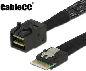 Cablecc  Slim Line SAS 4.0 SFF-8654 4i 38pin Host to HD Mini SAS 4i SFF-8643 36pin Target Cable 50cm