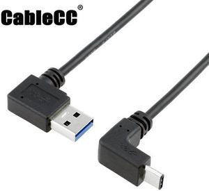 Cablecc USB 3.1 USB-C Up & Down Angled to 90 Degree Left Angled A Male Data Cable for Macbook & Tablet & Phone UC-298-LE