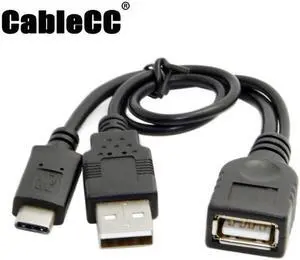 Cablecc USB-C Type-C USB 3.1 to  USB 2.0 Female OTG Data Cable with Power for Cell Phone & Tablet & Laptop & Macbook Pro