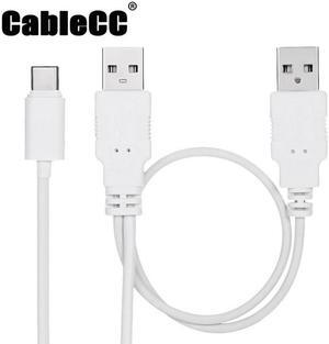 Cablecc USB 3.1 Type C USB-C to Dual A Male Extra Power Data Y Cable for Cell Phone & Hard Disk UC-373