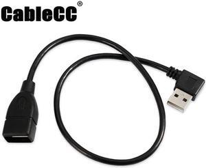 Cablecc 480M USB 2.0 Right Angled 90 degree A type male - Female extension cable 40cm