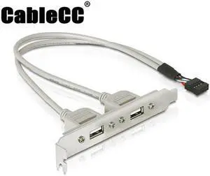 Cablecc PCI USB 2.0 A type Female Screw to Motherboard 9p header cable with bracket