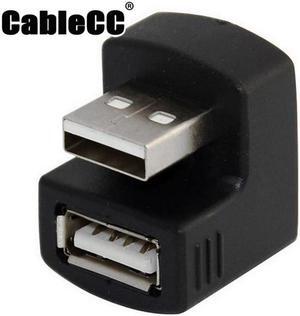 Cablecc New Right Angled USB 2.0 Adapter A Male to Female Extension 90 180 Degree Black