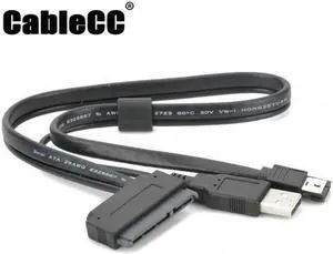 Cablecc  2.5" inch Hard Disk Drive SATA 22Pin TO Esata Data + USB Powered Cable 50cm